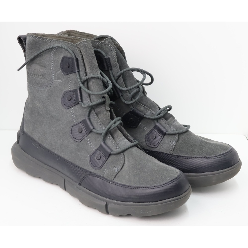 Sorel Explorer II Drift Waterproof Boots Mens 11.5 Grey Black Excellent Suede